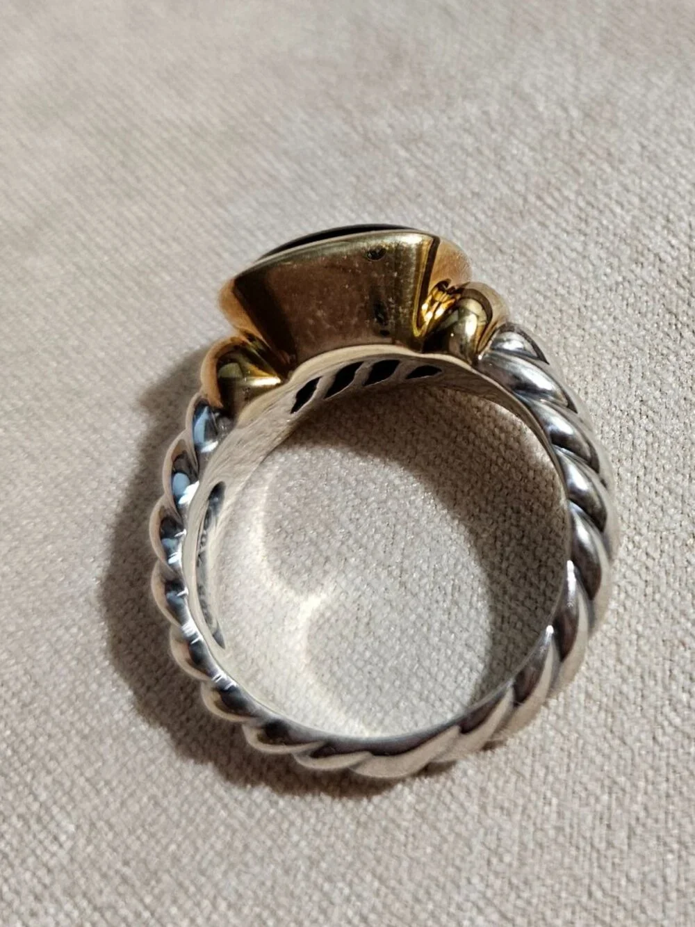 David Yurman Noblesse Black Onyx Silver with 14k gold ring size 6